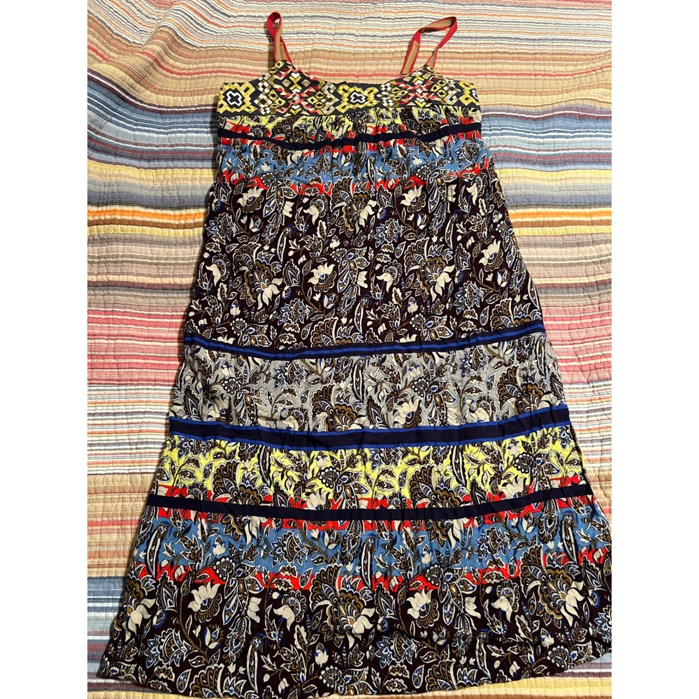 Anthroplogie Cosima One September Colorful Print Sleeveless Sundress Boho Casual